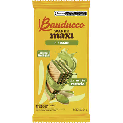 Biscoito Bauducco Wafer Maxi Pistache Pacote 104g