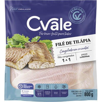 Filé de Peixe Tilápia C.Vale Congelado 800g