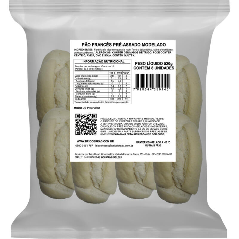 Pão Francês Brico Congelado Pré-assado 520g