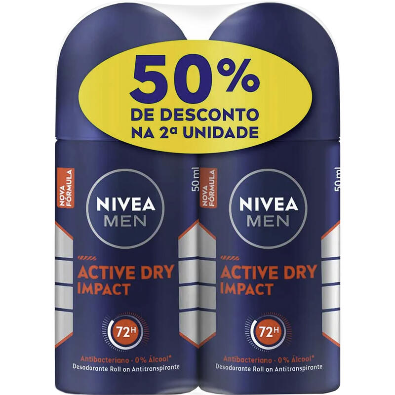 Desodorante Roll-On Nivea Dry Impact Promo 2x50ml