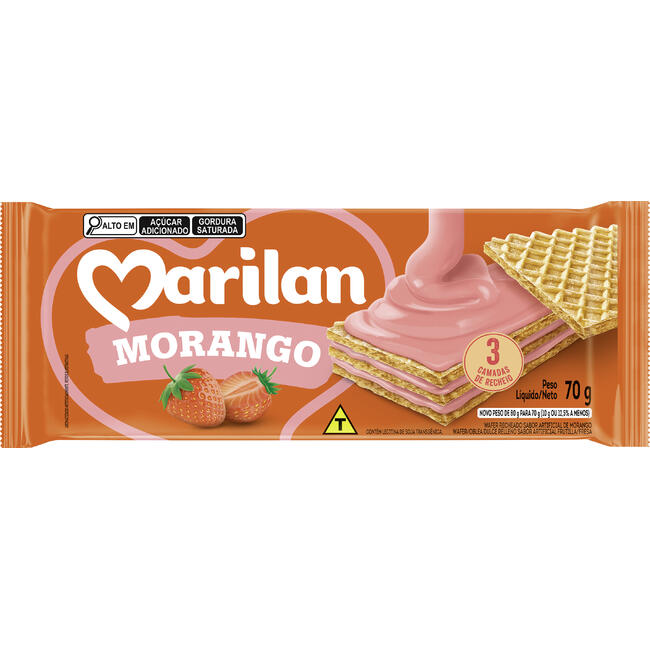 Biscoito Marilan Wafer Morango Pacote 70g
