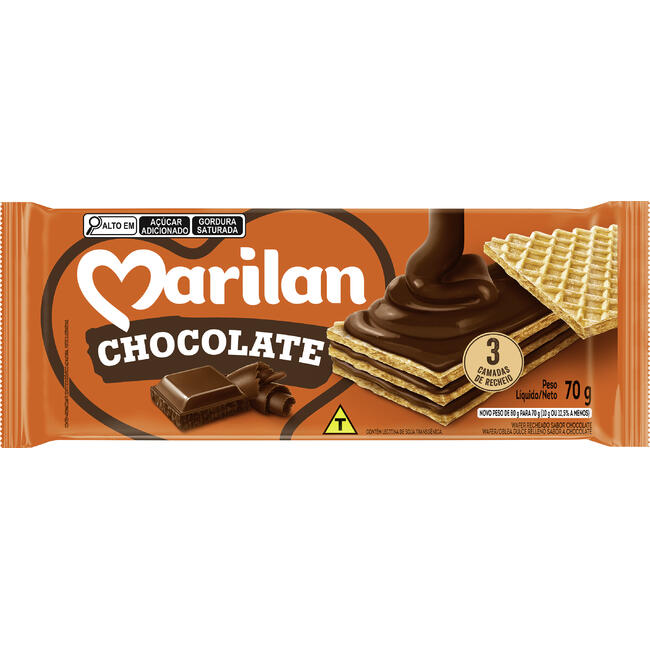 Biscoito Marilan Wafer Chocolate Pacote 70g