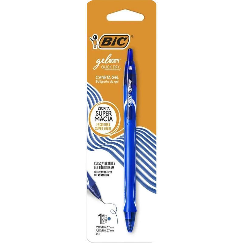 Caneta Bic Gel Quick Dry Azul Unidade