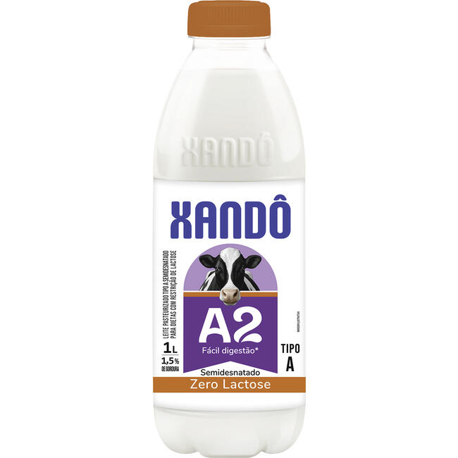 Leite Longa Vida Semidesnatado Sem Lactose Xando Garrafa 1 Litro