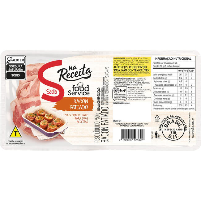 Bacon Sadia Fatiado 750g