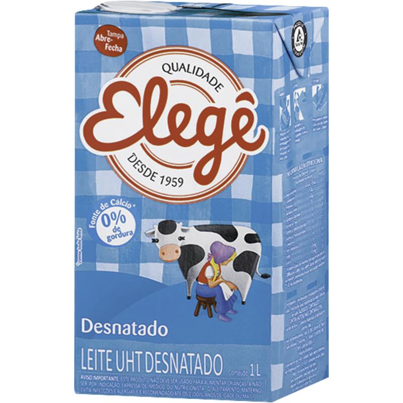 Leite Longa Vida Elegê Desnatado 1L