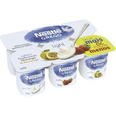 Iogurte Nestlé Grego 3 Sabores Light Bandeja C/6 540g