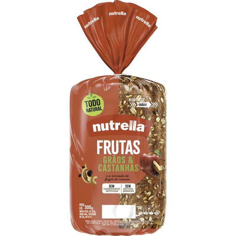 Pão de Forma Frutas, Grãos e Castanhas Nutrella 550g