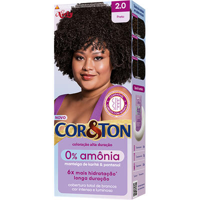 Tintura sem Amônia Cor&Ton 2.0 Preto Intenso 175g