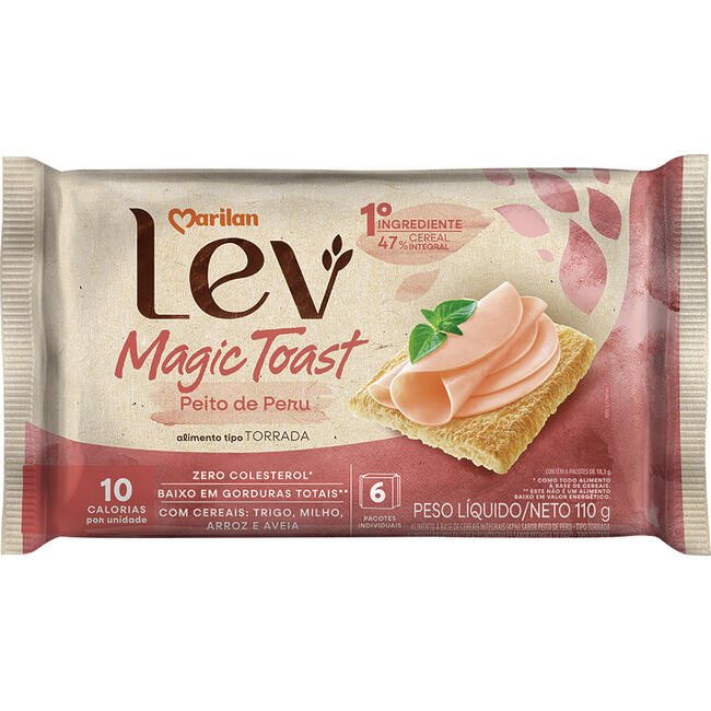 Torrada Integral Marilan Lev Magic Toast Peito de Peru 110g