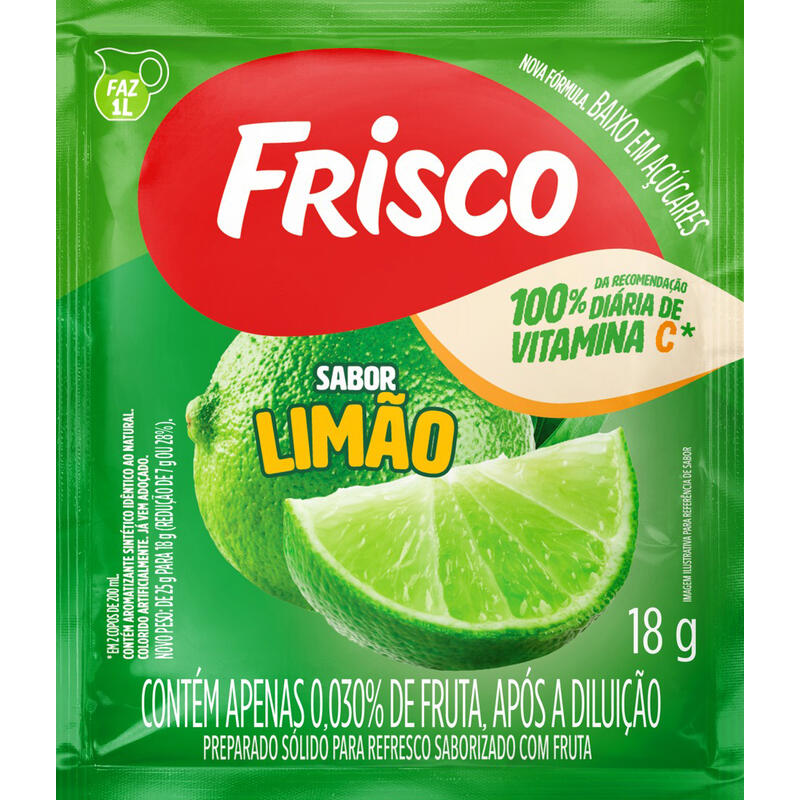 Refresco em Pó Frisco Sabor Limão 18g