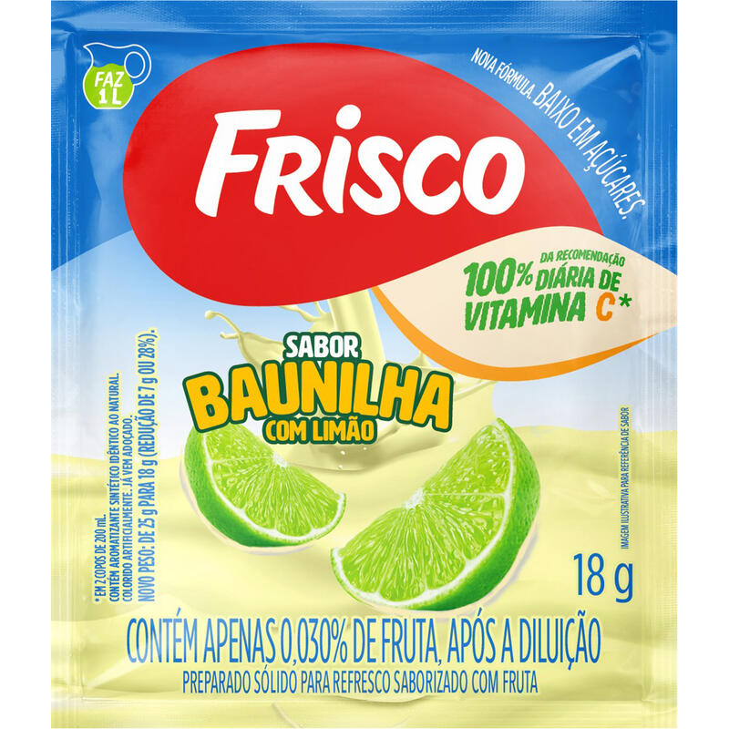 Refresco em Pó Frisco Sabor Baunilha com Limão 18g