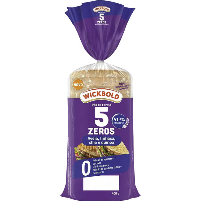 Pão 5 Zeros Wickbold Aveia, Linhaça, Chia e Quinoa 400g