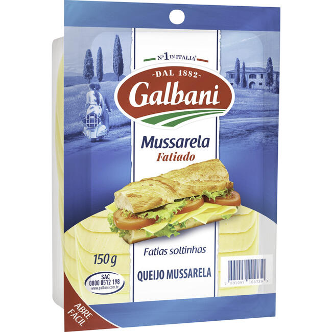 Queijo Mussarela Galbani Fatiado 150g