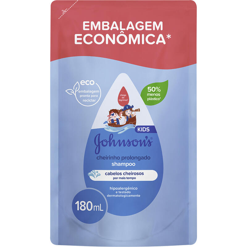 Shampoo Johnson's Kids Cheirinho Prolongado Embalagem Econômica Refil 180ml