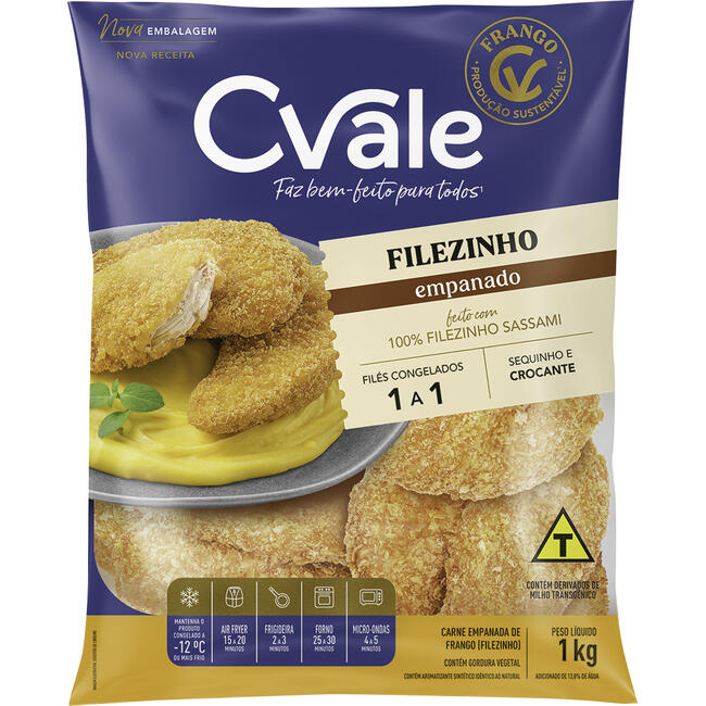 Filezinho de Frango Empanado C.Vale Congelado 1kg