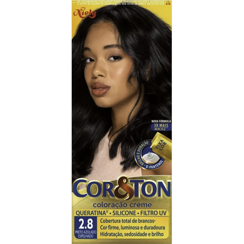 Tintura Cor&Ton 2.8 Preto Azulado Espelhado 135g