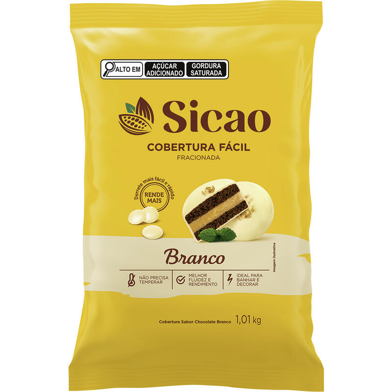 Cobertura de Chocolate Gotas Fácil Sicao Branco 1,01kg