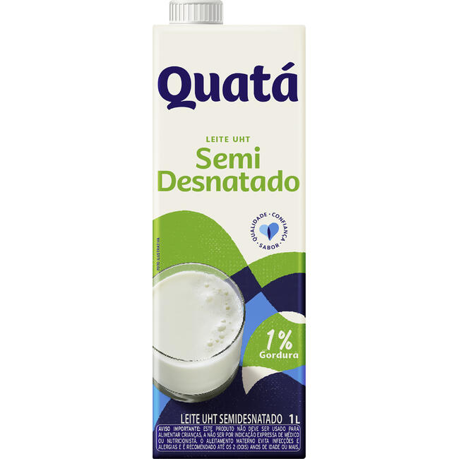 Leite Longa Vida Quatá Com Tampa Semidesnatado 1L