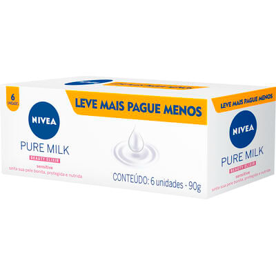 Sabonete Hidratante Nivea Pure Milk 6x90g