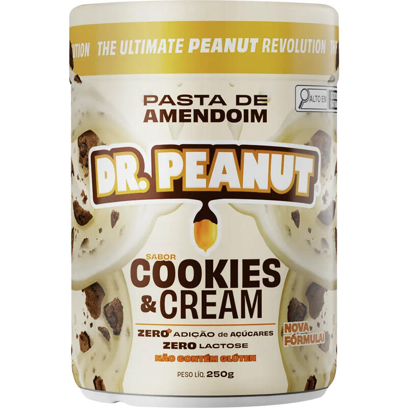 Pasta de Amendoim Dr Peanut Cookies & Cream Zero Açúcar Zero Lactose Pote 250g