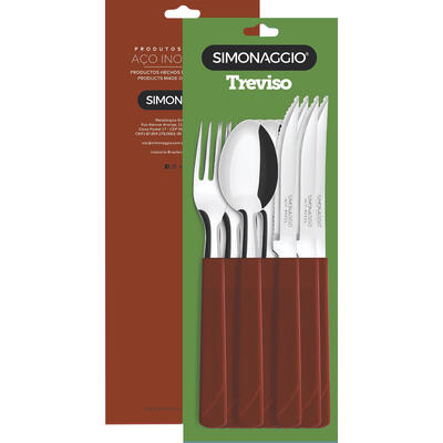 Faqueiro Simonaggio Treviso Vermelho 12 pçs