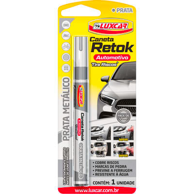 Caneta Retok Automotivo Luxcar Prata Metálico un