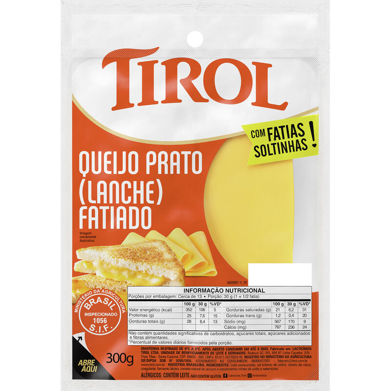 Queijo Prato Tirol Fatiado 300g