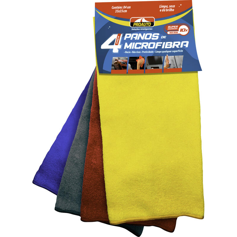 Pano Microfibra Proauto 35x35cm 4 un