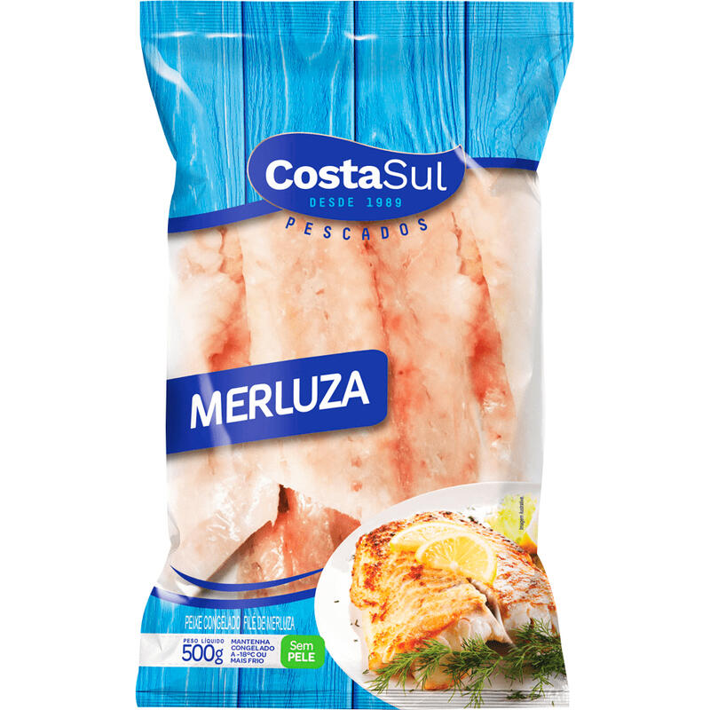 Filé de Peixe Merluza Costa Sul Congelado 500g
