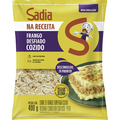 Peito de Frango Desfiado Sadia Congelado Cozido 400g