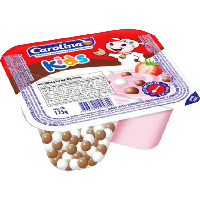 Bebida Láctea Carolina Kids Morango c/Cereal Choc 125g