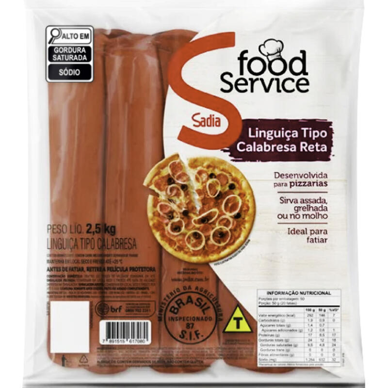 Linguiça Calabresa Reta Sadia 2,5kg
