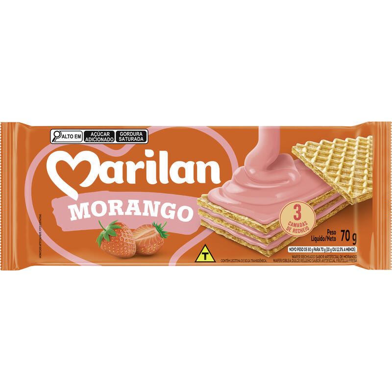 Biscoito Wafer Marilan Morango 70g