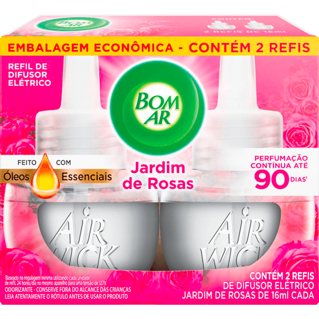 Difusor Bom Ar Jardim de Rosas Promo Refil com 2x16ml
