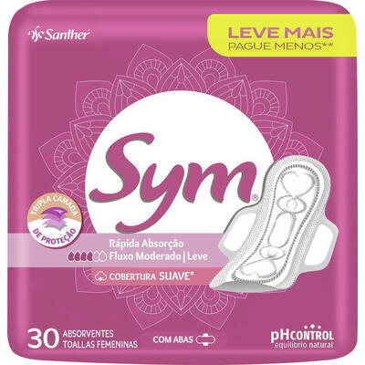 Absorvente Sym Suave com Abas 30 un