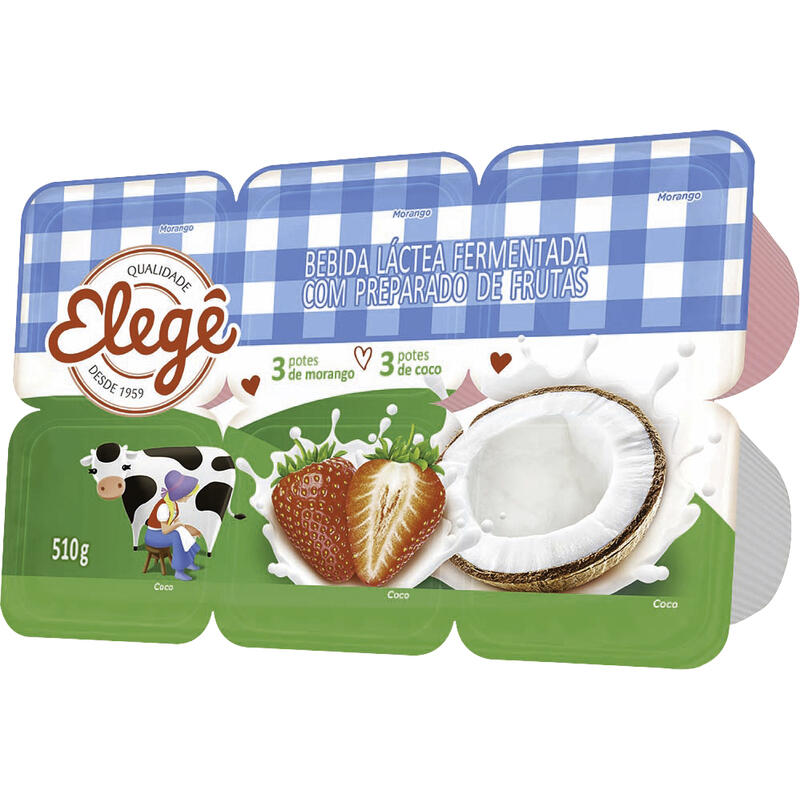 Bebida Láctea Polpa Elegê Morango e Coco 510g