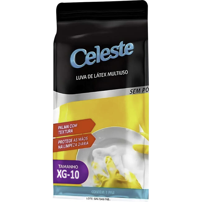 Luva de Látex Celeste Amarela XG 1 par