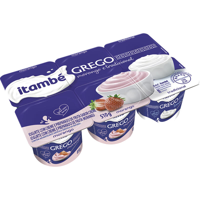 Iogurte Grego Itambé Tradicional e Morango 510g