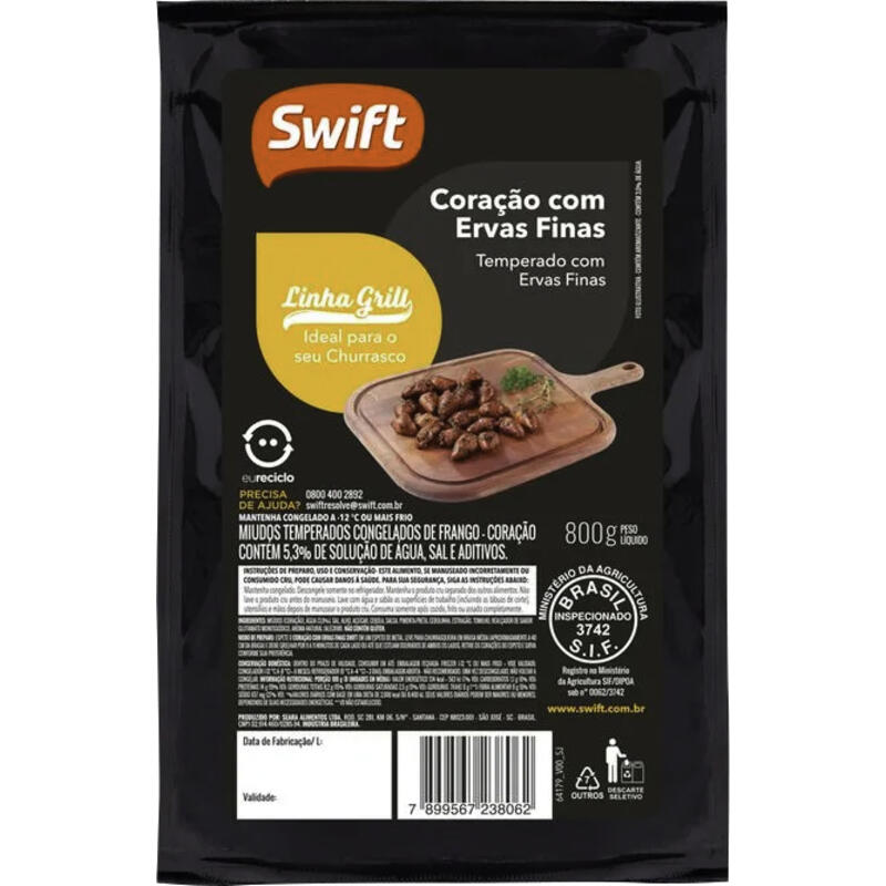 Coração de Frango Swift Congelado Com Ervas 800g