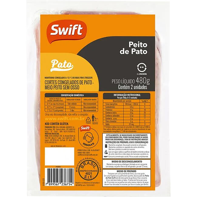 Peito de Pato Swift Congelado 480g