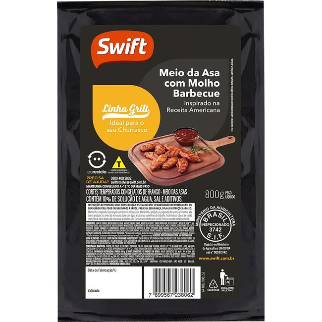 Meio da Asa de Frango Swift Barbecue 800g