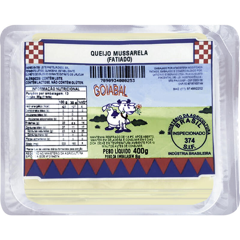 Queijo Mussarela Goiabal Fatiado 400g