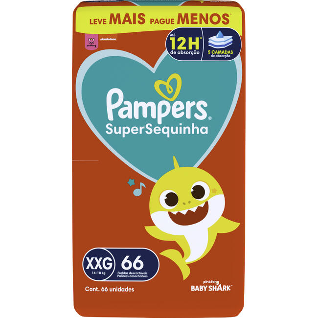 Fralda Desc Pampers Supersequinha Jumbo XXG 66 un