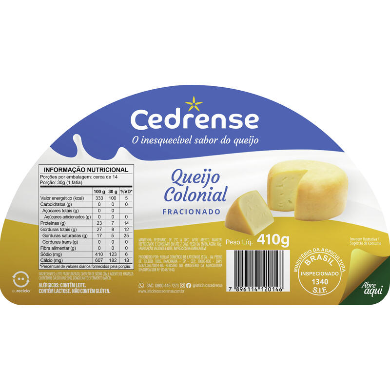 Queijo Colonial Cedrense 410g