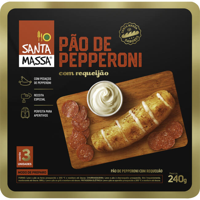 Pão de Pepperoni Santa Massa com Requeijão Bandeja 240g