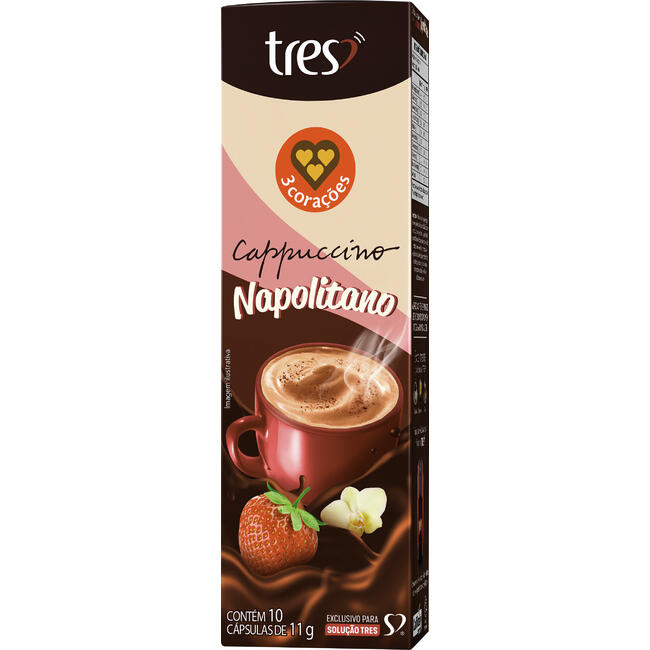 Cápsula 3 Corações Tres Cappuccino Paçoca Caixa C/10 110g