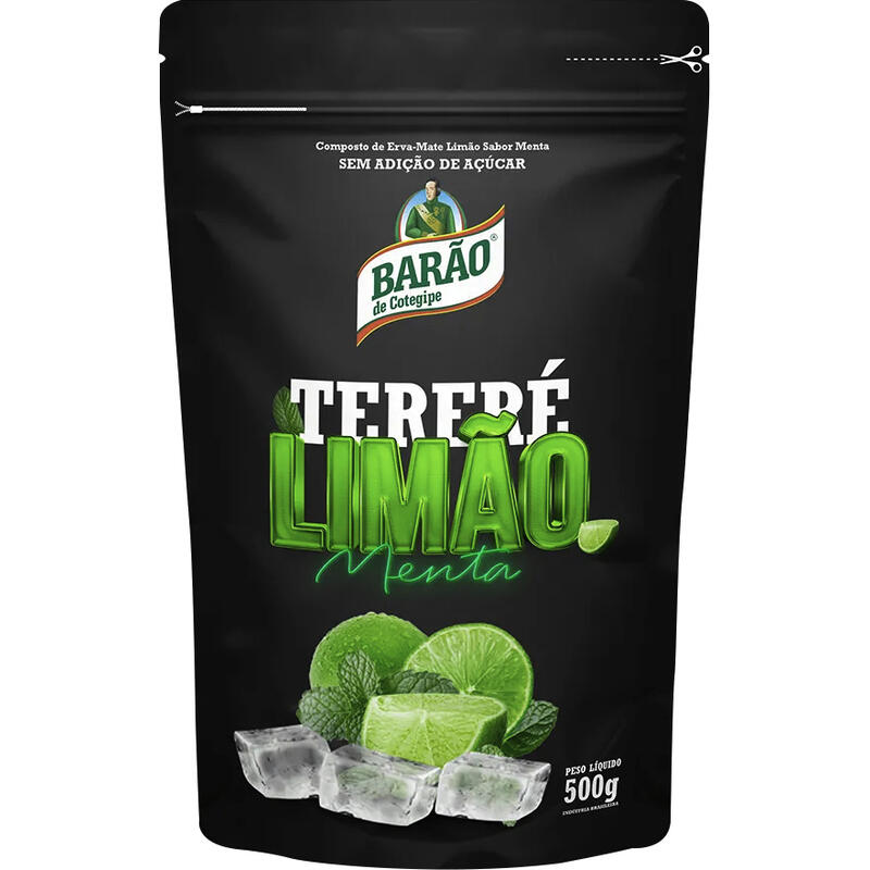 Erva Mate Tererê Barão Black Menta Pacote 500g