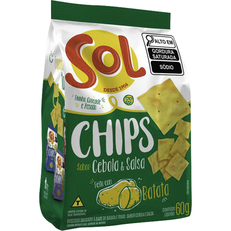 Biscoito Salgado Sol Chips Cebola e Salsa 60g