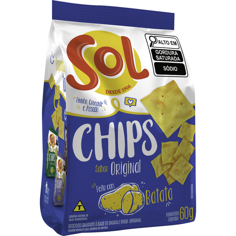 Biscoito Salgado Sol Chips Original 60g